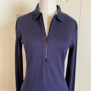NWT Lacoste Womens 1/2 Zip Navy Polo- size 6